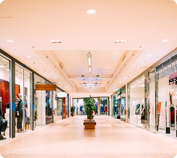 Interior of a multi-location retail shopping centre